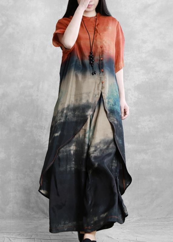 Women's plus size ethnic style black suit five-point sleeve irregular thin thin two-piece