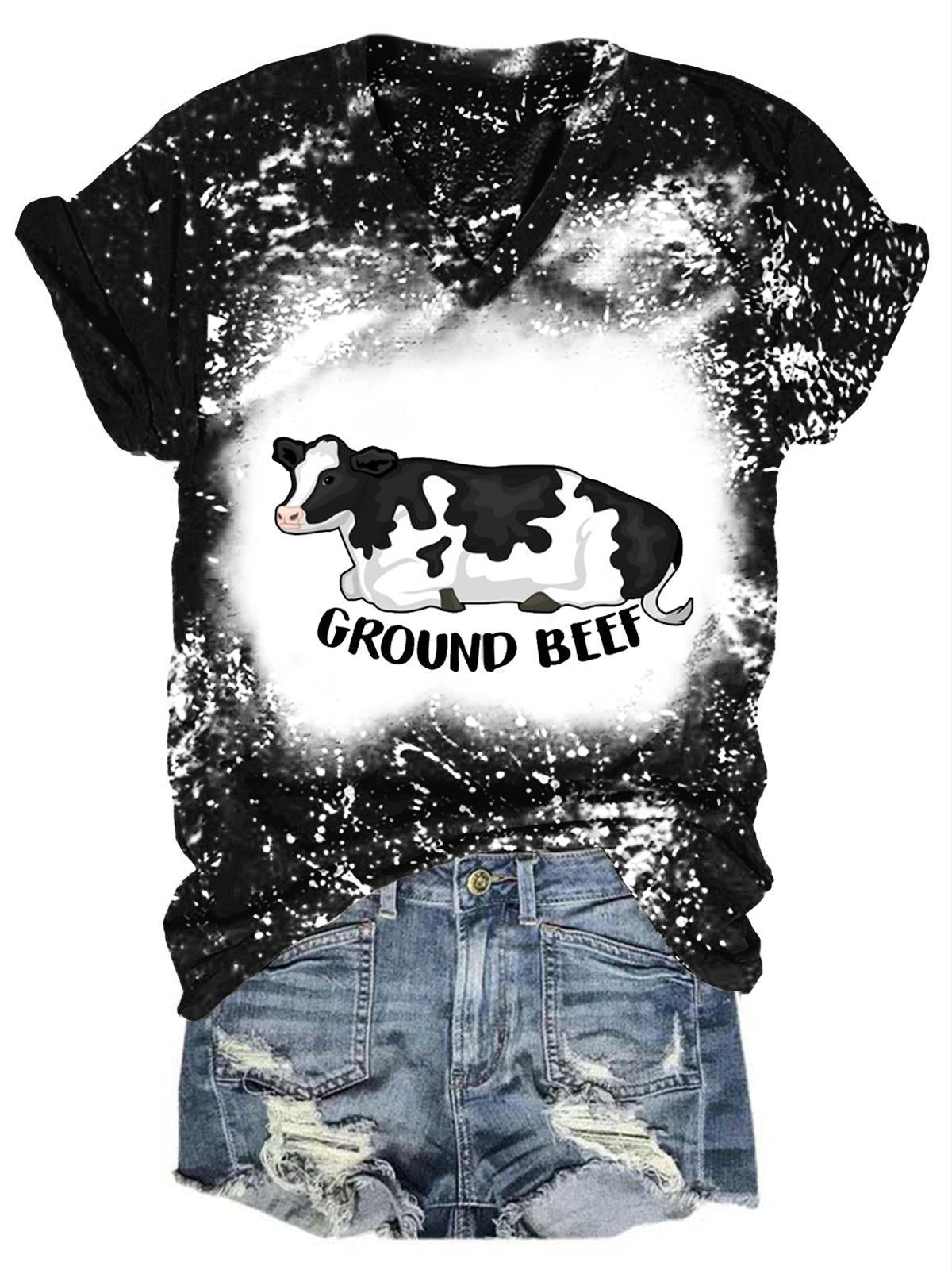 Women's Funny Cow Tie Dye Print Top