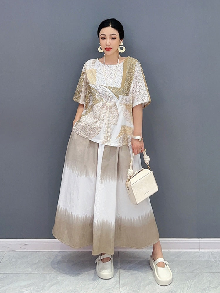 New Everyday Comfortable Chic Top & Skirt 2-Piece Set