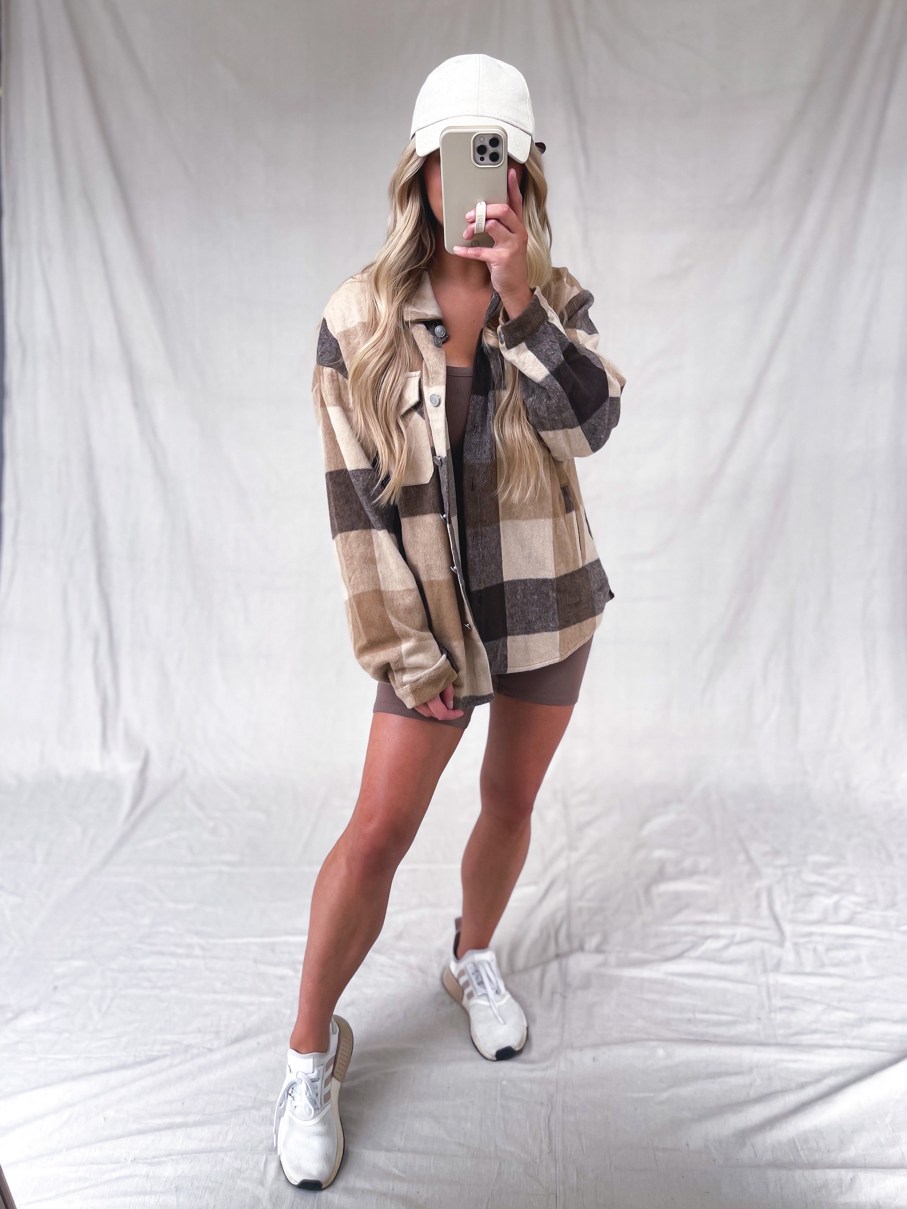 Bundled Up Shacket in Brown