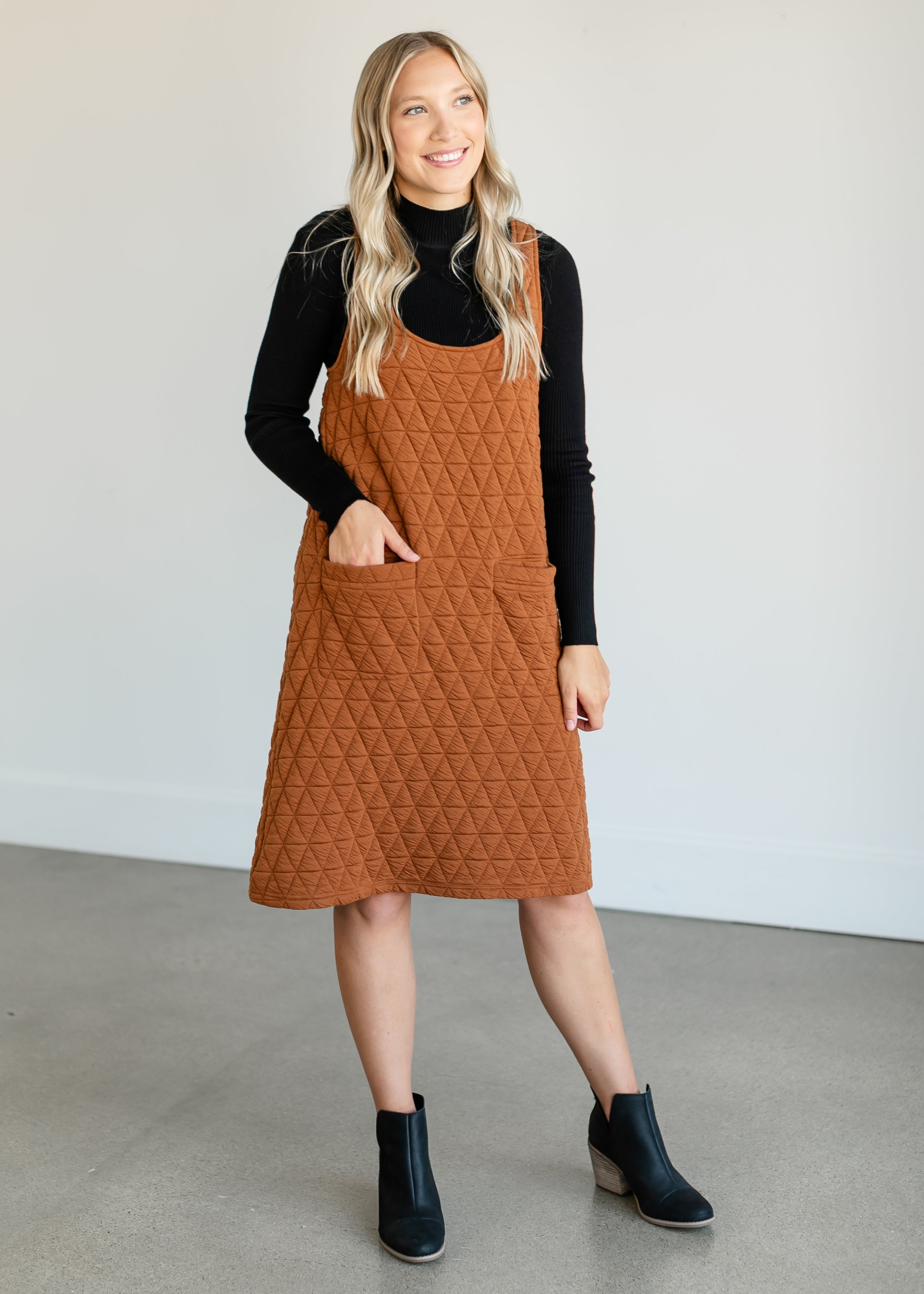 Quilted Knit Tank Midi Dress